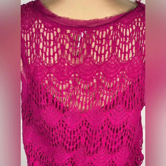Free People Heart In Two Lace Mini Dress, Bright Orchid, Sz XS - Picture 9 of 15